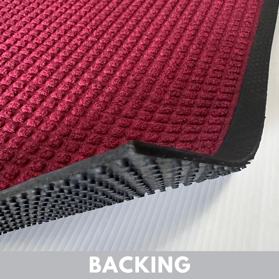 backing of red color front door mat
