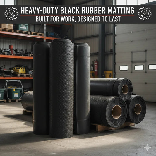 Heavy-Duty Black Rubber Matting Rolls Built for Work, Designed to Last