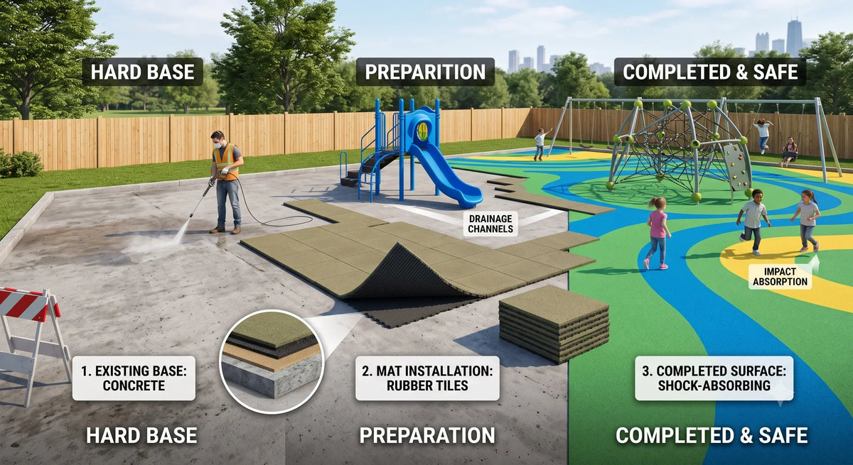Can Playground Matting Be Installed Over Concrete or Tarmac?