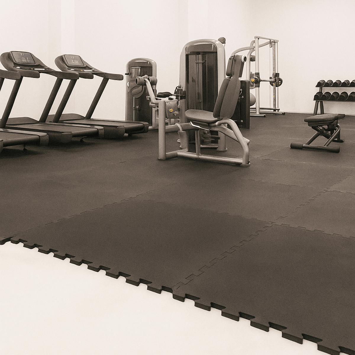 Rubber Gym Mats - Black - 1m x 1m x 16mm
