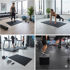 people doing workout on Solid Top Nitrile Rubber Anti-Fatigue Gym Mats for home and commercial gym
