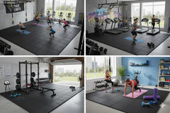 Rubber gym mats installed in the gym flooring